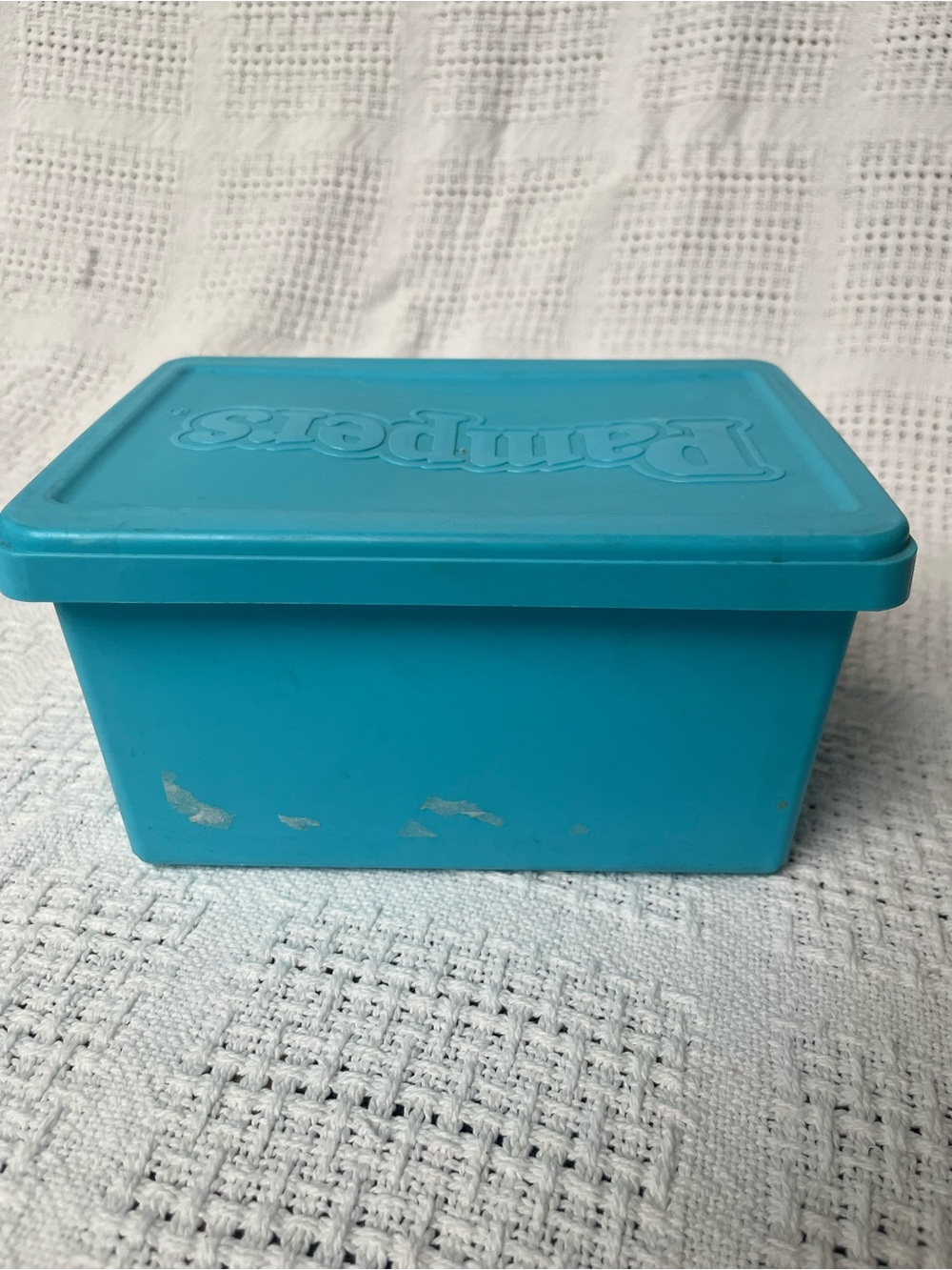 Vintage Pampers baby wipes box -- Small Home Organizer